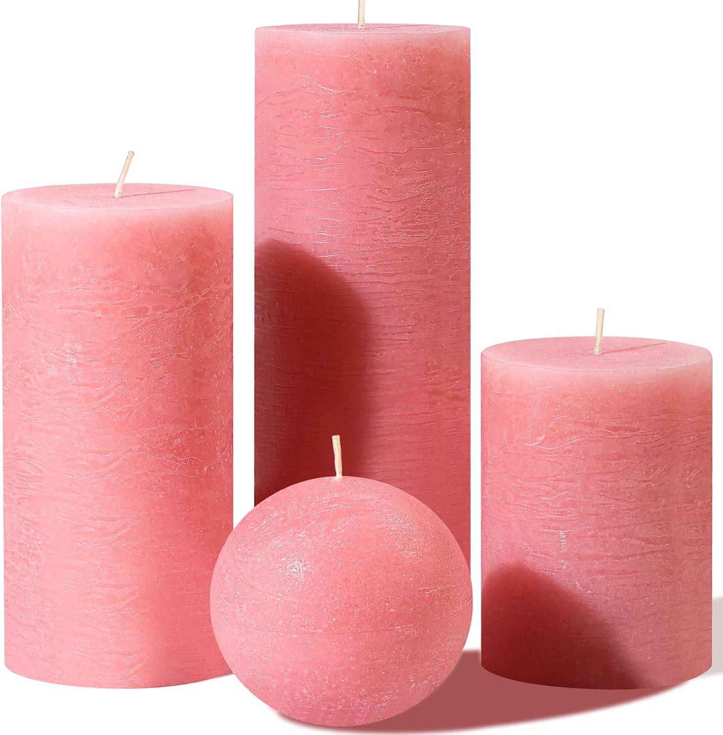 4-Piece Ivory Unscented Pillar and Sphere Candle Set - Image 9